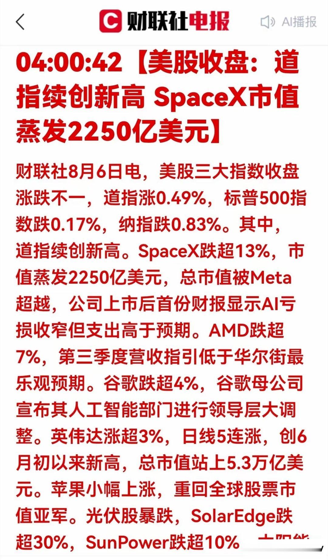 美股收盘分化加剧，算力一枝独秀，科技成长、光伏板块遭遇重挫一、美股收盘整体盘面梳