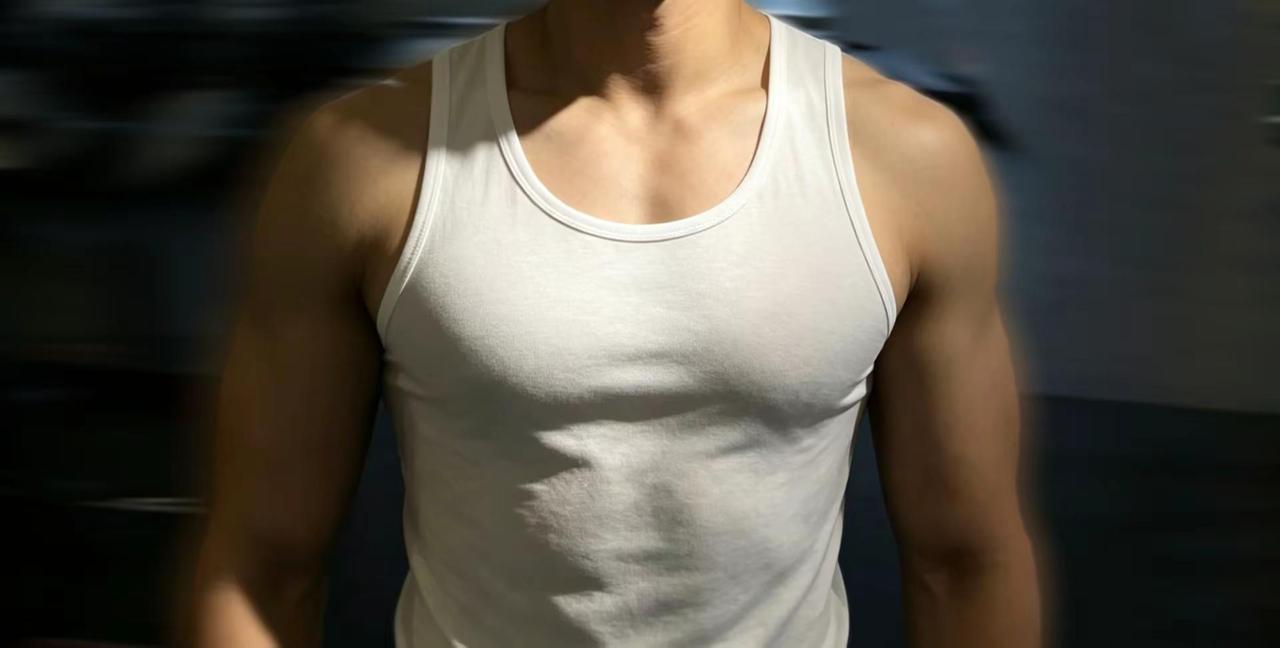 持续感受！肌肉男胸肌健身打卡 背心男