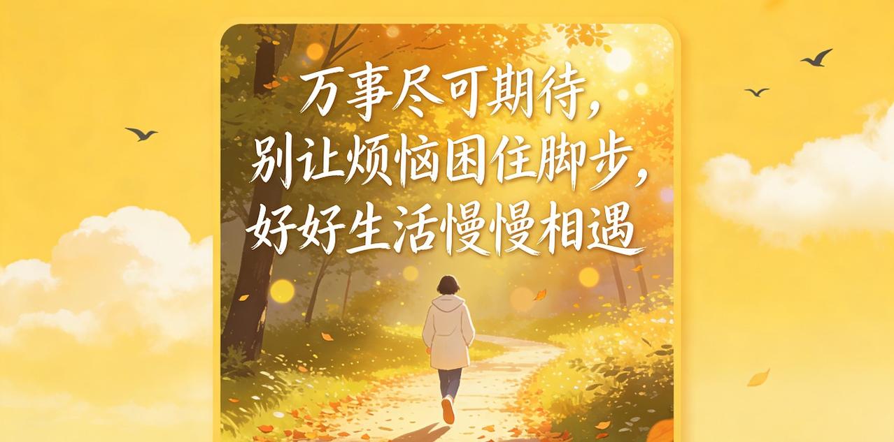 万事尽可期待，别让烦恼困住脚步，好好生活慢慢相遇。