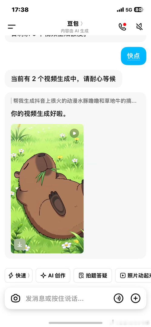豆包眼里的水豚噜噜 