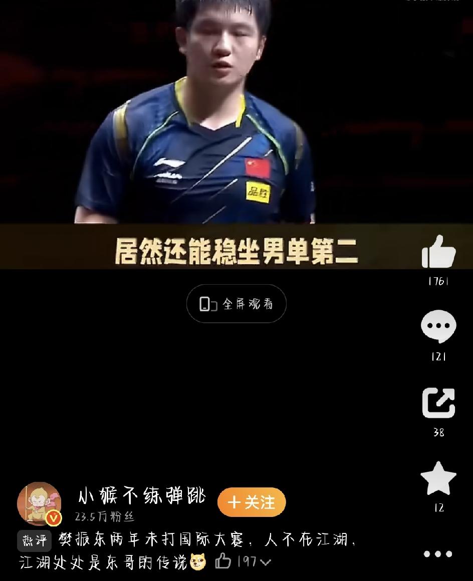 樊振东WTT冠军榜排第二   两年没打比赛还能稳坐第二，这操作真是让人服气
8月