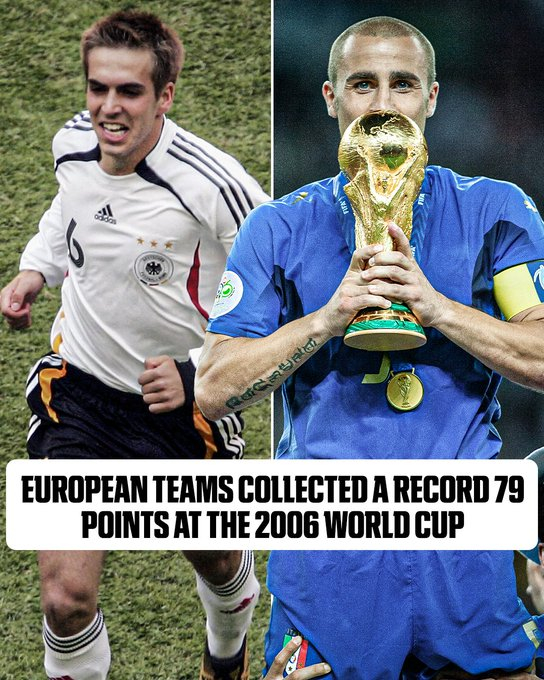 在2006年德国世界杯小组赛中，欧洲球队共获得79分😨距离2026年世界杯开幕