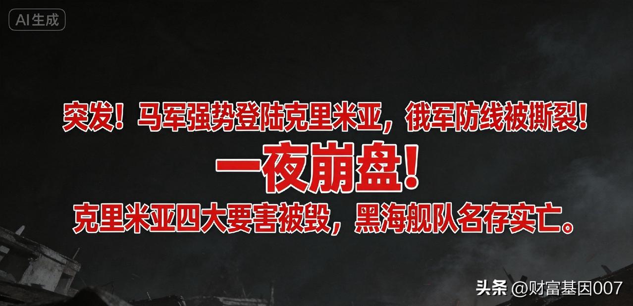 《突发！乌军强强势登录克里米亚，俄军防线被撕裂！一夜崩盘！克里米亚四大要害被毁，