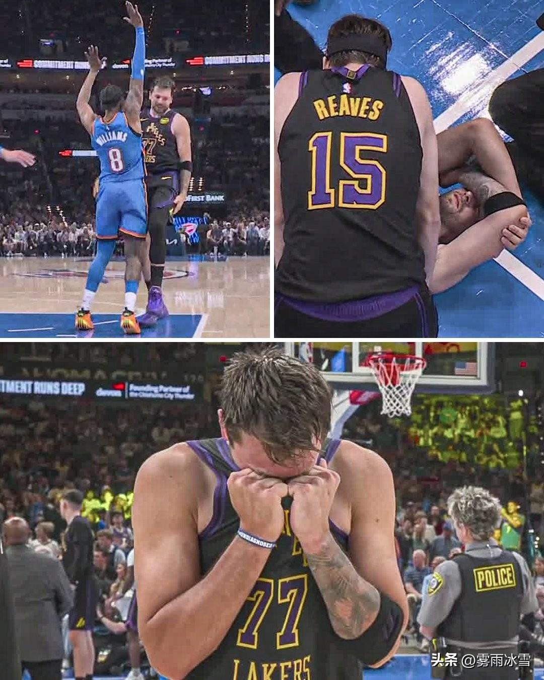 🙏捂着腿筋！东契奇突破倒地双手掩面非常痛苦&本场提前退赛
NBA常规赛，湖人客