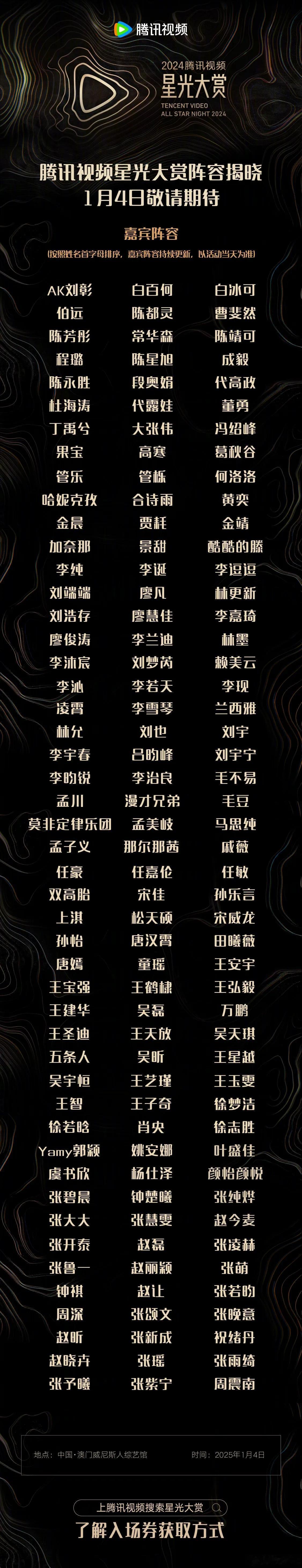 2024腾讯视频星光大赏首发阵容名单