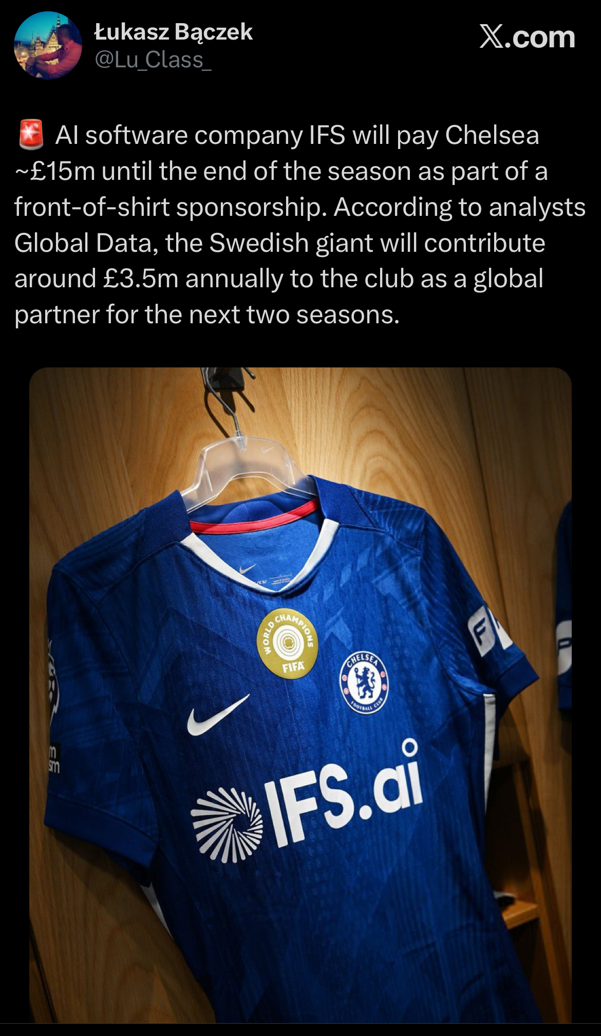 15m到赛季结束（主要是6场主场联赛+欧冠主场），未来两个赛季每赛季3.5m B