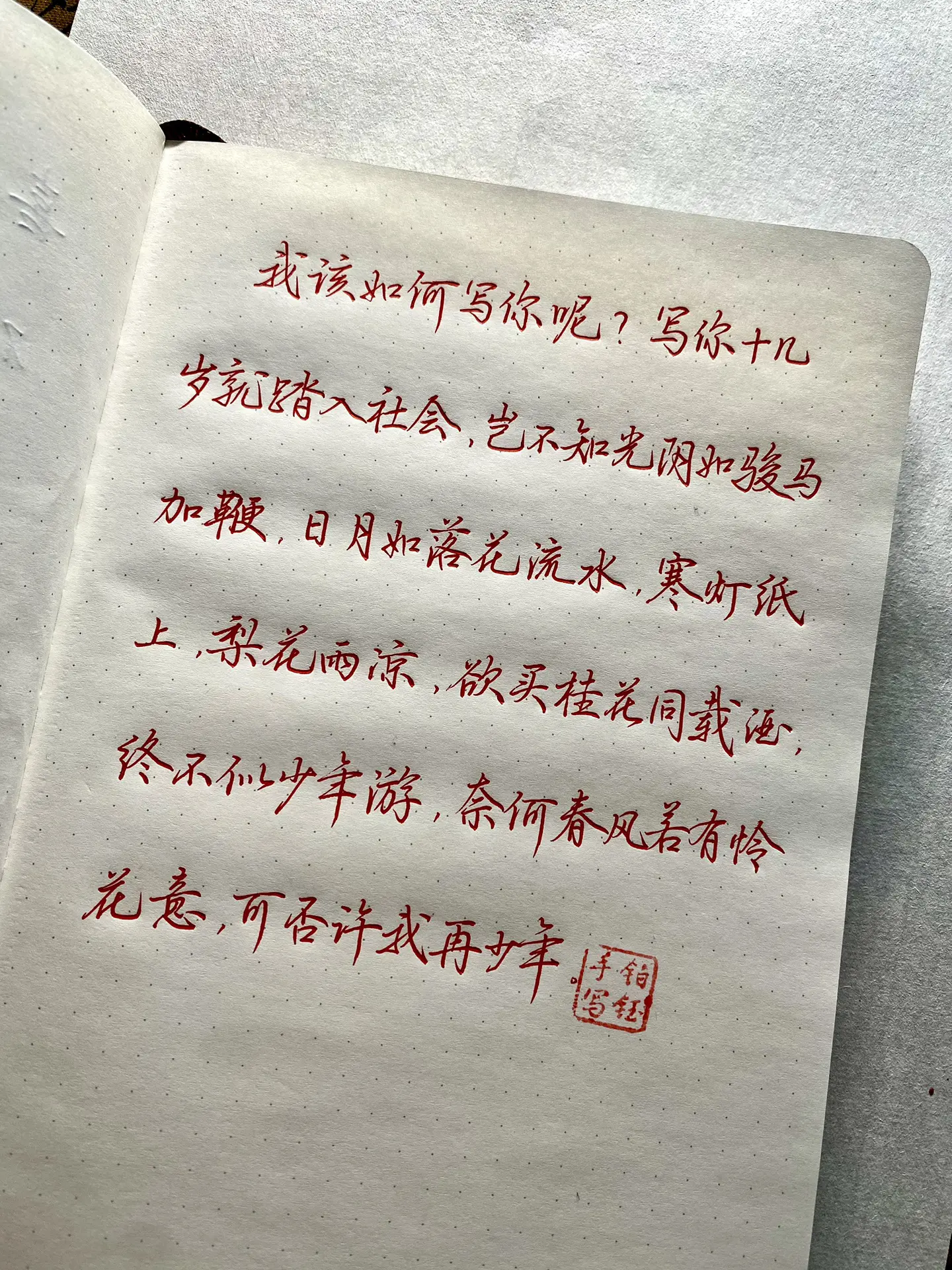 我该如何写你呢？春风若有怜花意，可否许我再少年