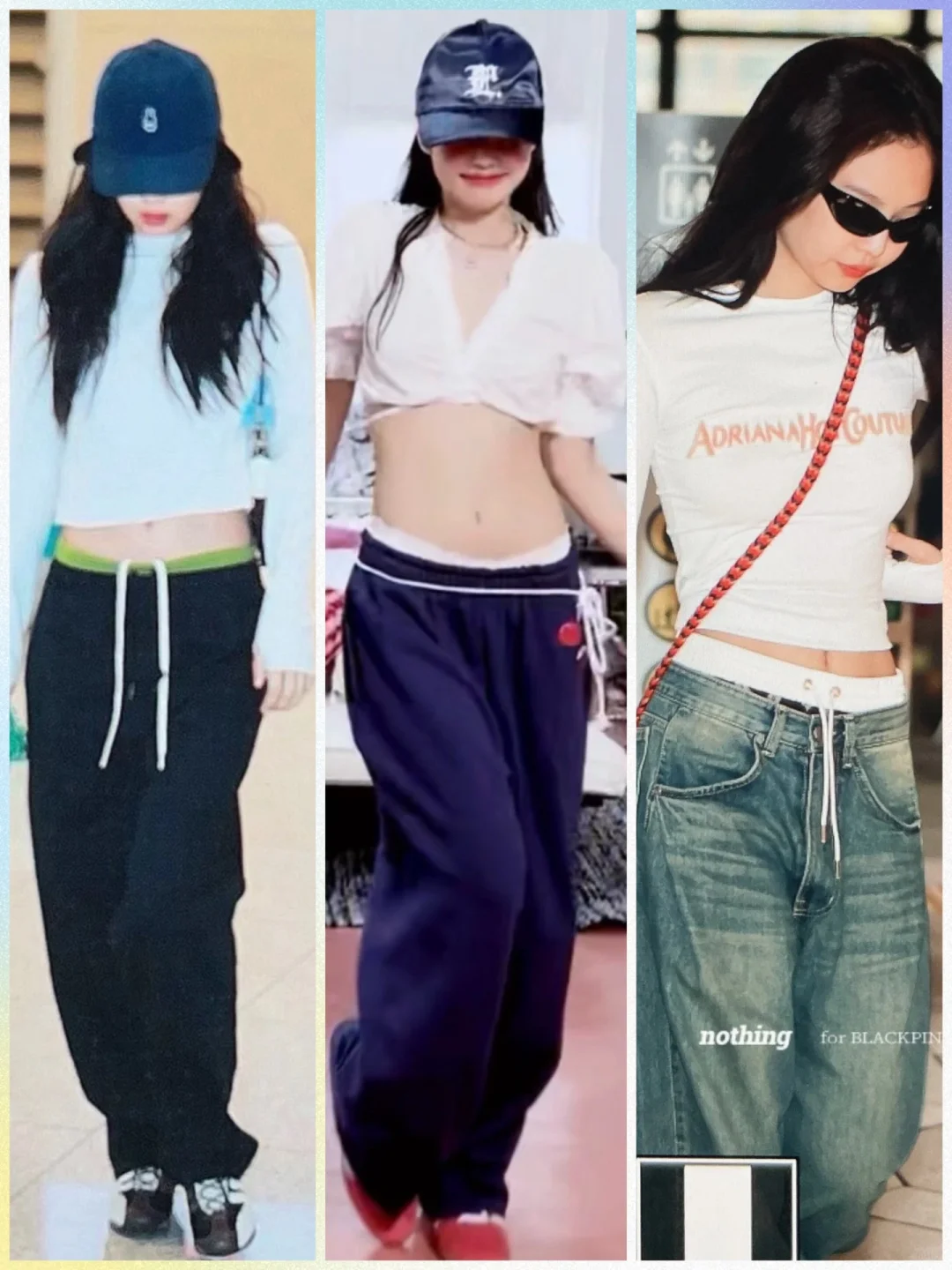 Jennie这三次的机场私服，Nei酷与牛仔裤叠穿