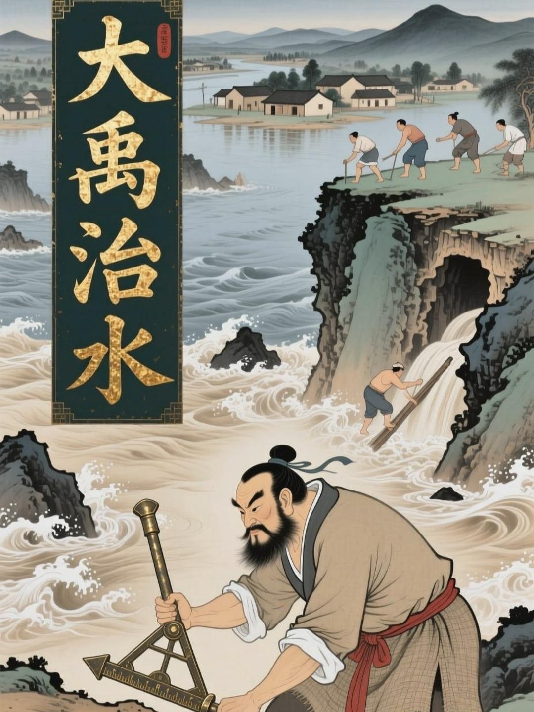 大禹治理的核心是上古泛滥的黄河中下游水患，他一改父亲鲧“堵截”的失败策略，以疏导