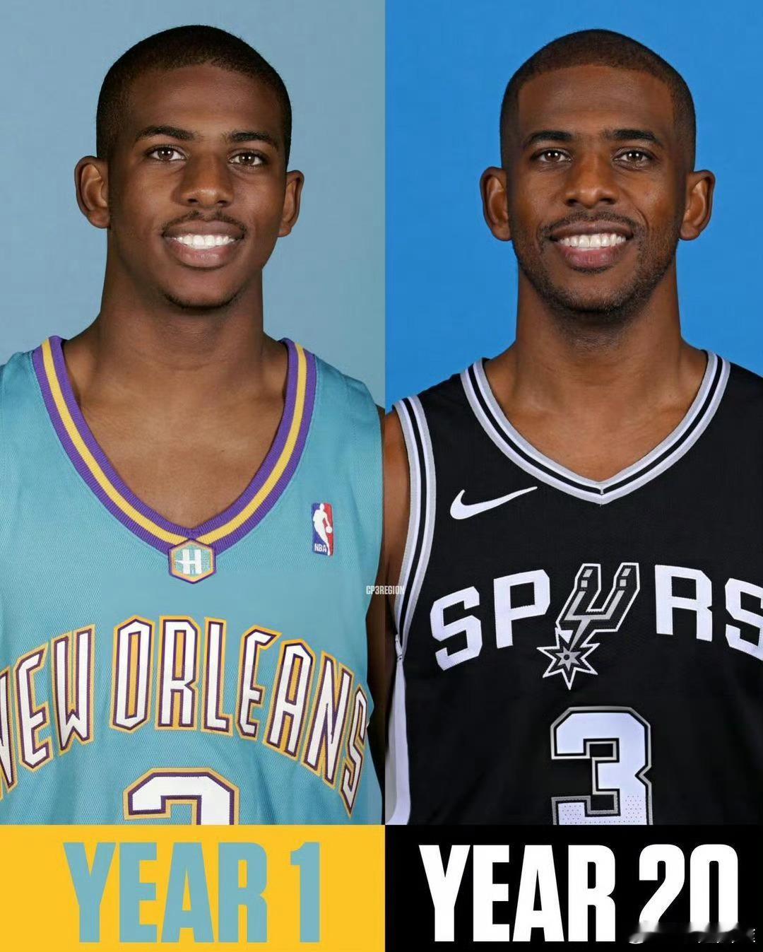 生涯第20季的保罗和新秀年比，脸上也没太多岁月痕迹啊[doge]#nba吐槽大会