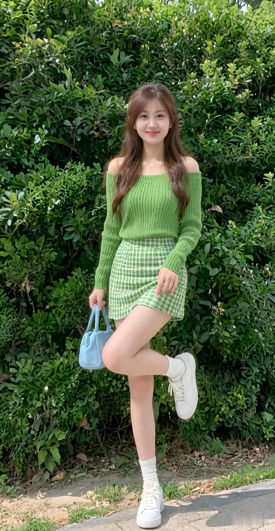 清新绿色小白袜少女心穿搭，分享甜美小姐姐随手拍 甜妹穿搭心得分享 少女风写真照 