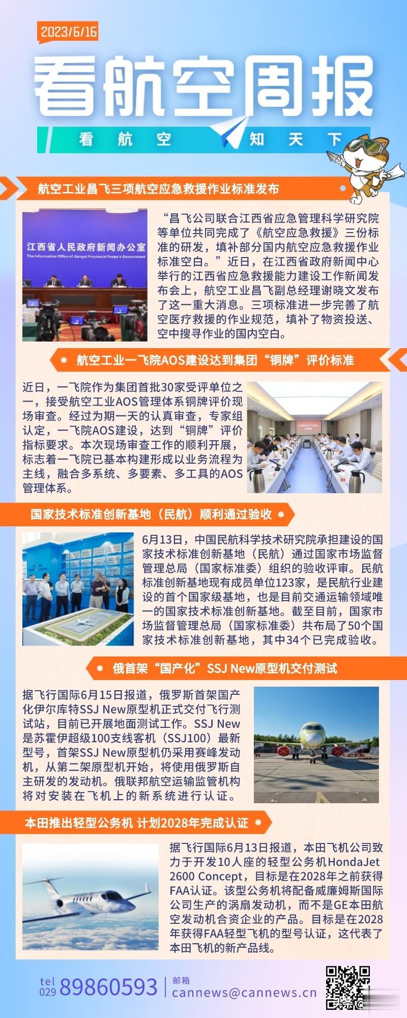 6.16周报
1、航空工业昌飞三项航空应急救援作业标准发布
2、航空工业一飞院A