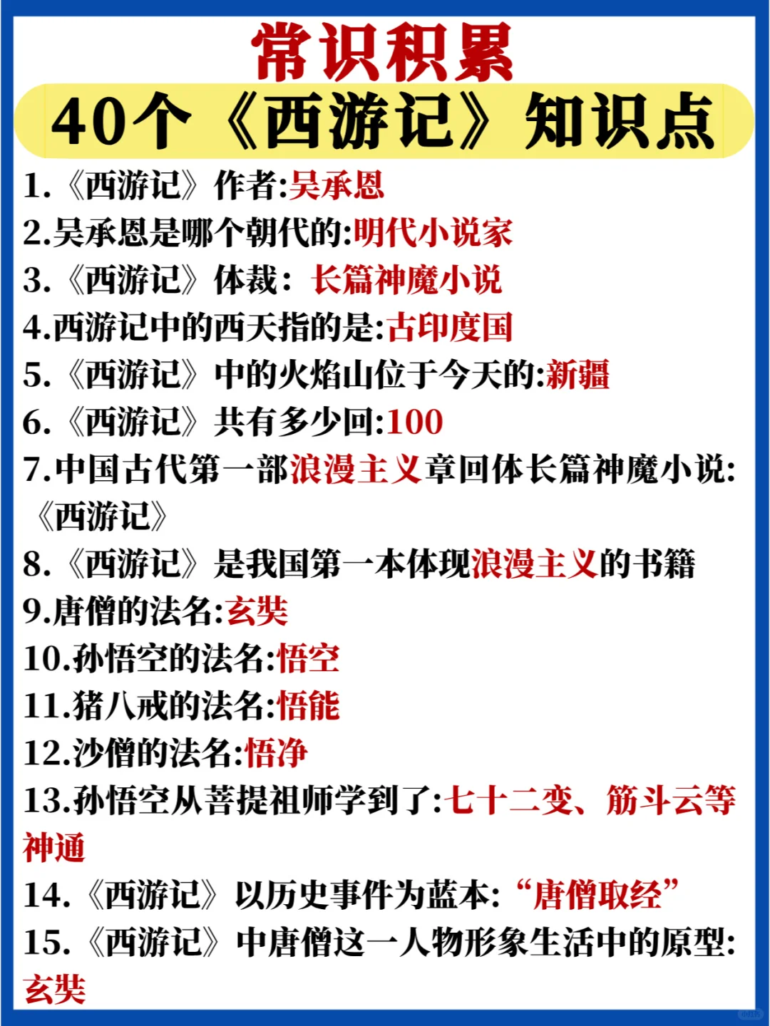 40个《西游记》知识点💯考公考编常识积累