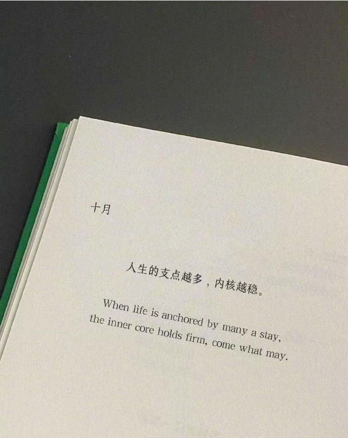 “ 人生的支点越多，内核越稳。”  