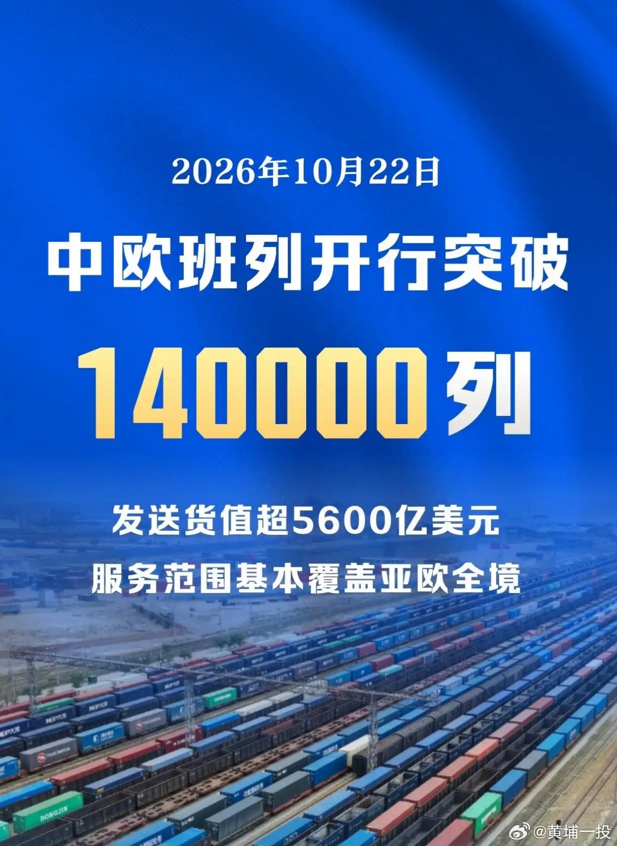 【中欧班列累计开行突破14万列 发送货值超5600亿美元】国铁微闻 今天上午，随