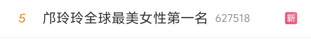 带话题邝玲玲全球最美女性第一名 发美图，目前文娱第五，上升很快，阅读量也可以 