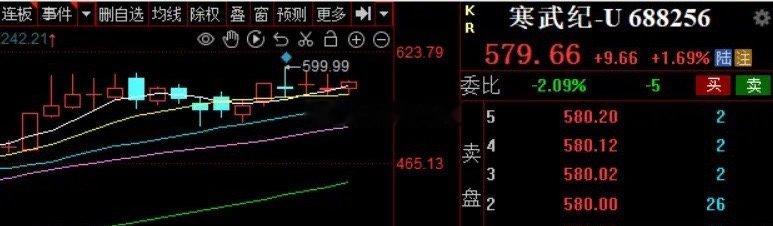 近期大盘、个股都在大分化，少说点个股跌幅10%左右，这是很正常的现象。可是寒武纪