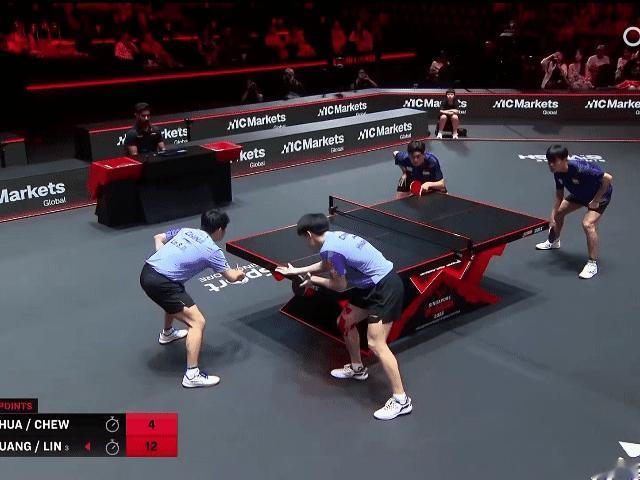 2026WTT新加坡大满贯裁判觉得黄友政的发球回抛罚分，黄友政提出鹰眼挑战👀挑
