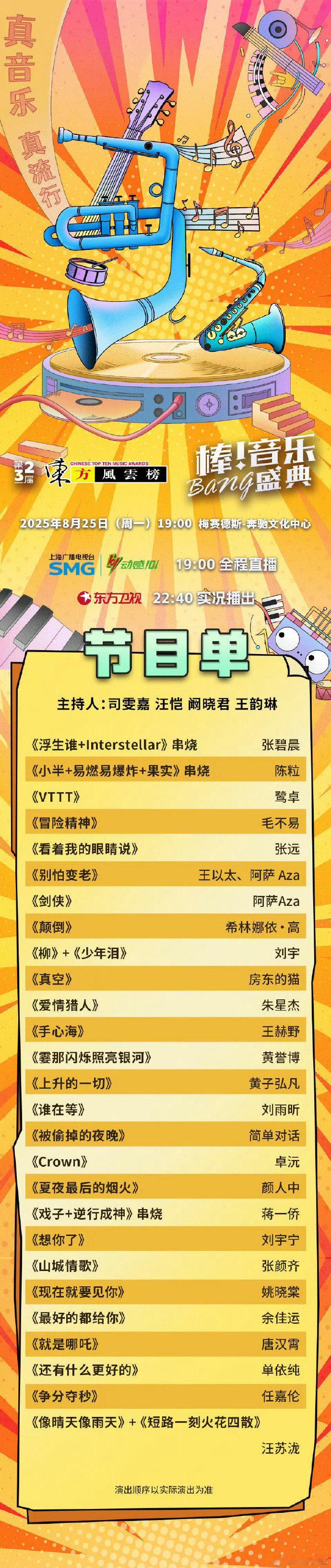 东方风云榜汪苏泷压轴 汪苏泷压轴东方风云榜东方风云榜这波牌面拉满！汪苏泷居然压轴