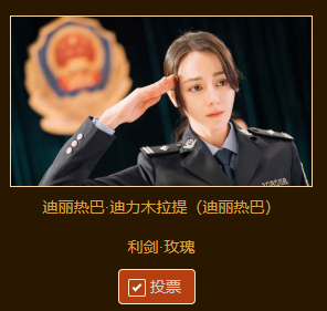 金鹰奖投票用了迪丽热巴全名这里是演员迪丽热巴迪力木拉提，九个字闪闪发光的字，向前