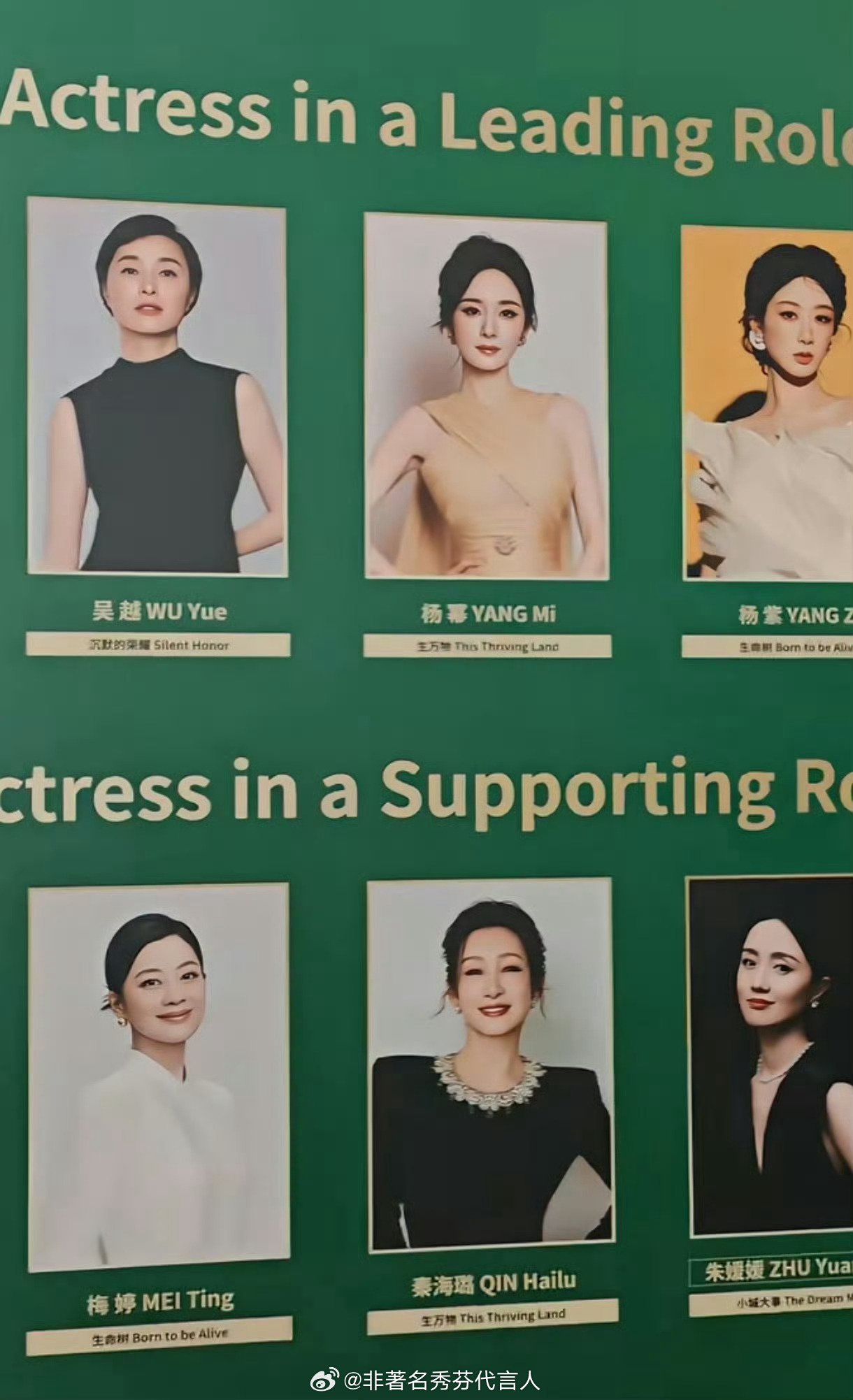 杨幂白玉兰提名晚宴公式照完全女王级别的幂幂期待明天能拿到更多的好成绩！爱奇艺获白