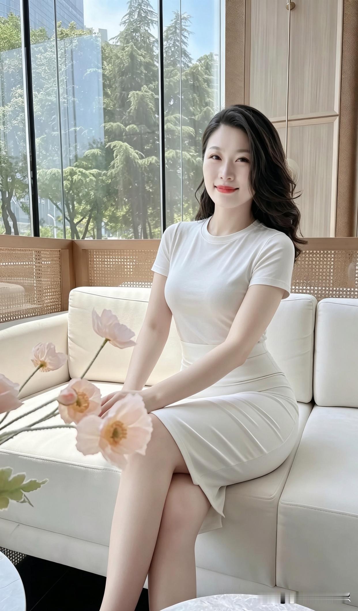 优雅白裙，静享午后时光🌸✨