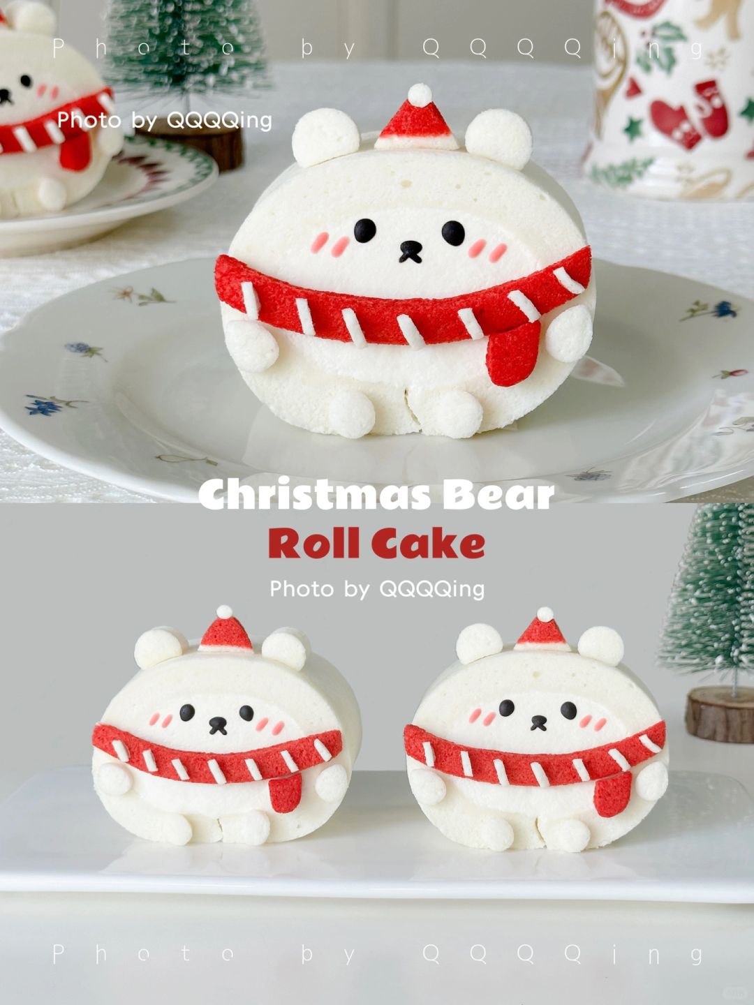 圣诞甜品🎄小熊天使蛋糕卷🐻❄️