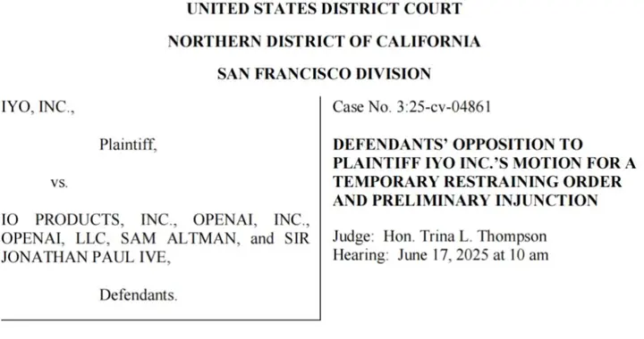OpenAI首款AI硬件遭狙击，被诉商标侵权与技术窃取，法庭文件曝光