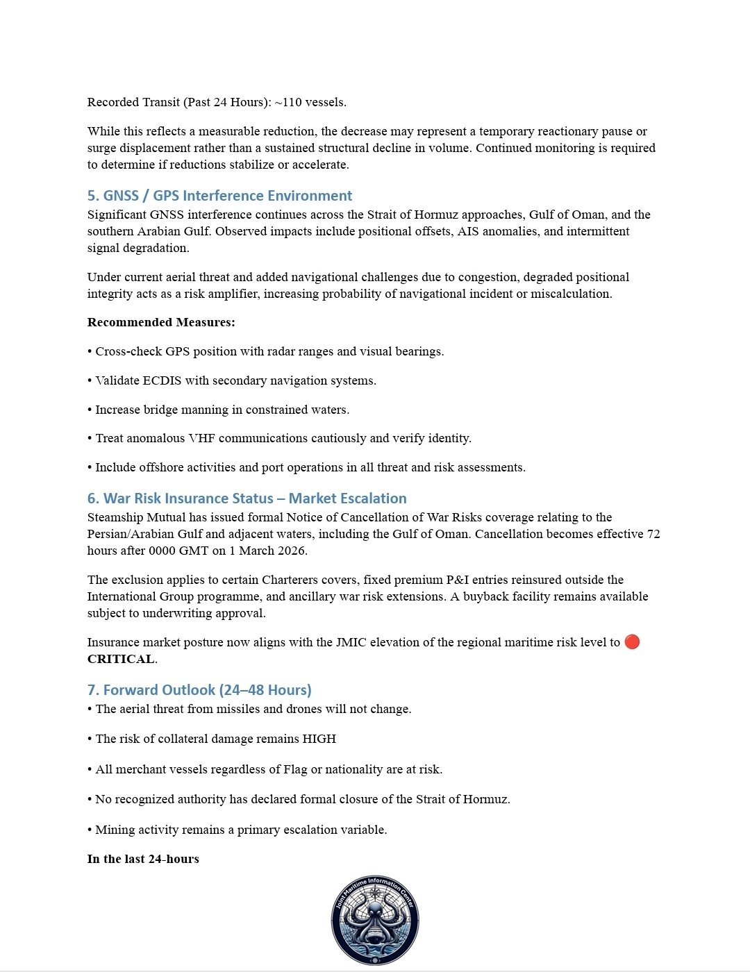 🔻Combined Maritime Forces 联合海事信息中心发布了截至