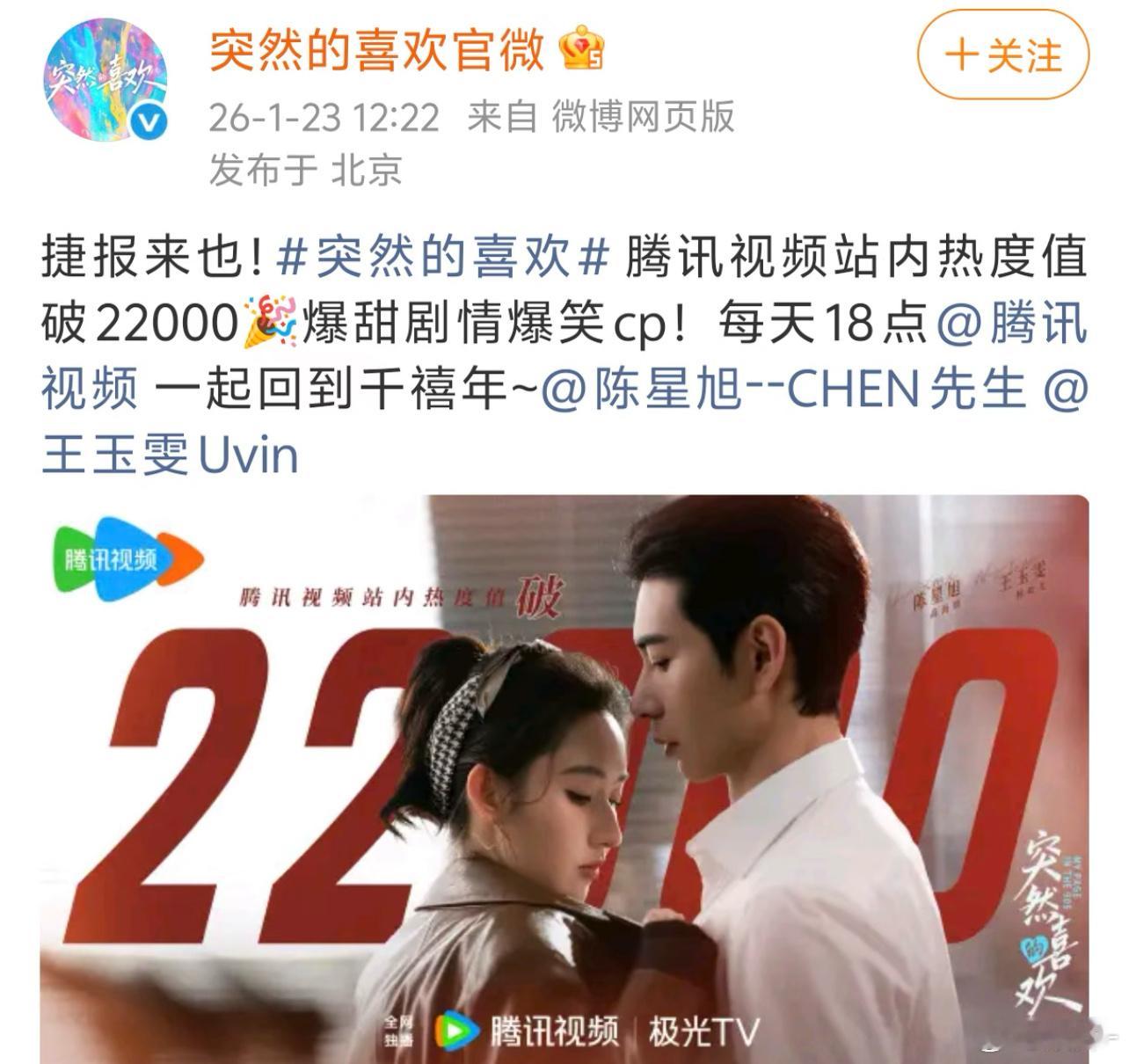 突然的喜欢这剧很下饭吗？中午热度破22000 