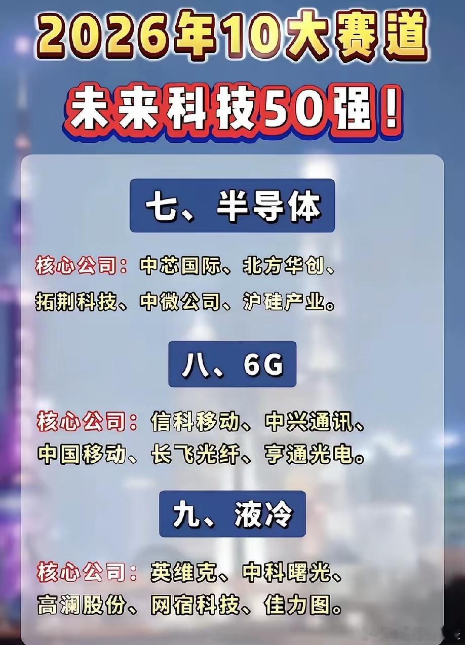 2026年未来科技10大赛道龙头名单曝光！从人形机器人到光刻机，从AI算力到可控