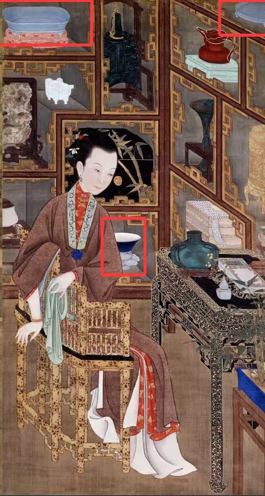 清代《雍正十二美人图》中的器物都和清宫旧藏是完全一致的，这是一组高度写实的绘画，