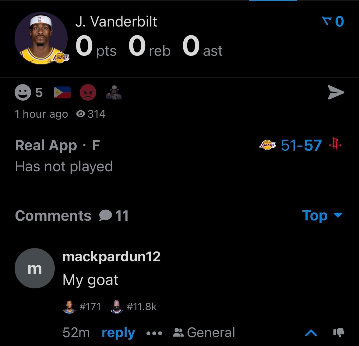 雷迪克试一试？反正今天三分不准。