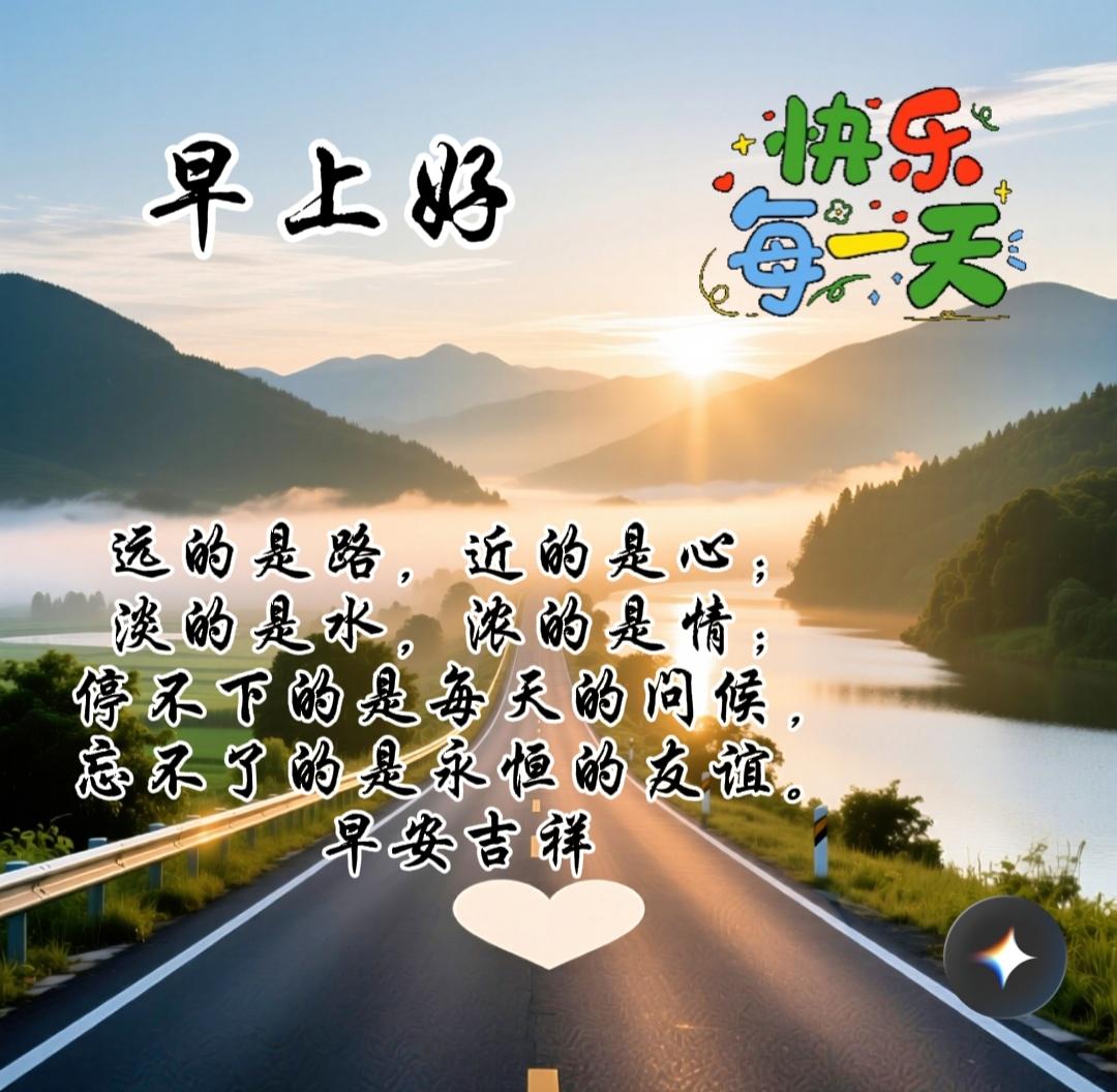 远的是路，近的是心；
淡的是水，浓的是情；
停不下的是每天的问候，忘不了的是永恒