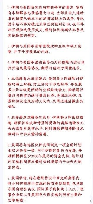 美伊备忘录具体内容爆出，受伤最深的是以色列这份14点文本属于媒体披露的谈判草案，