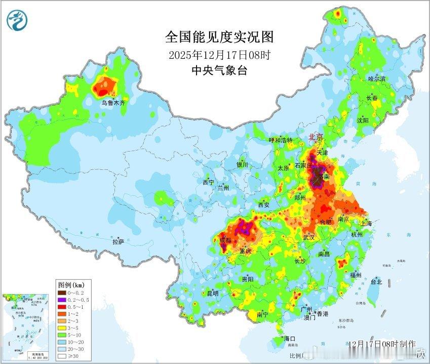 【雾和霾】今晨在河北南部、山东西部、河南东北部、湖北西部、陕西南部、四川东部等地