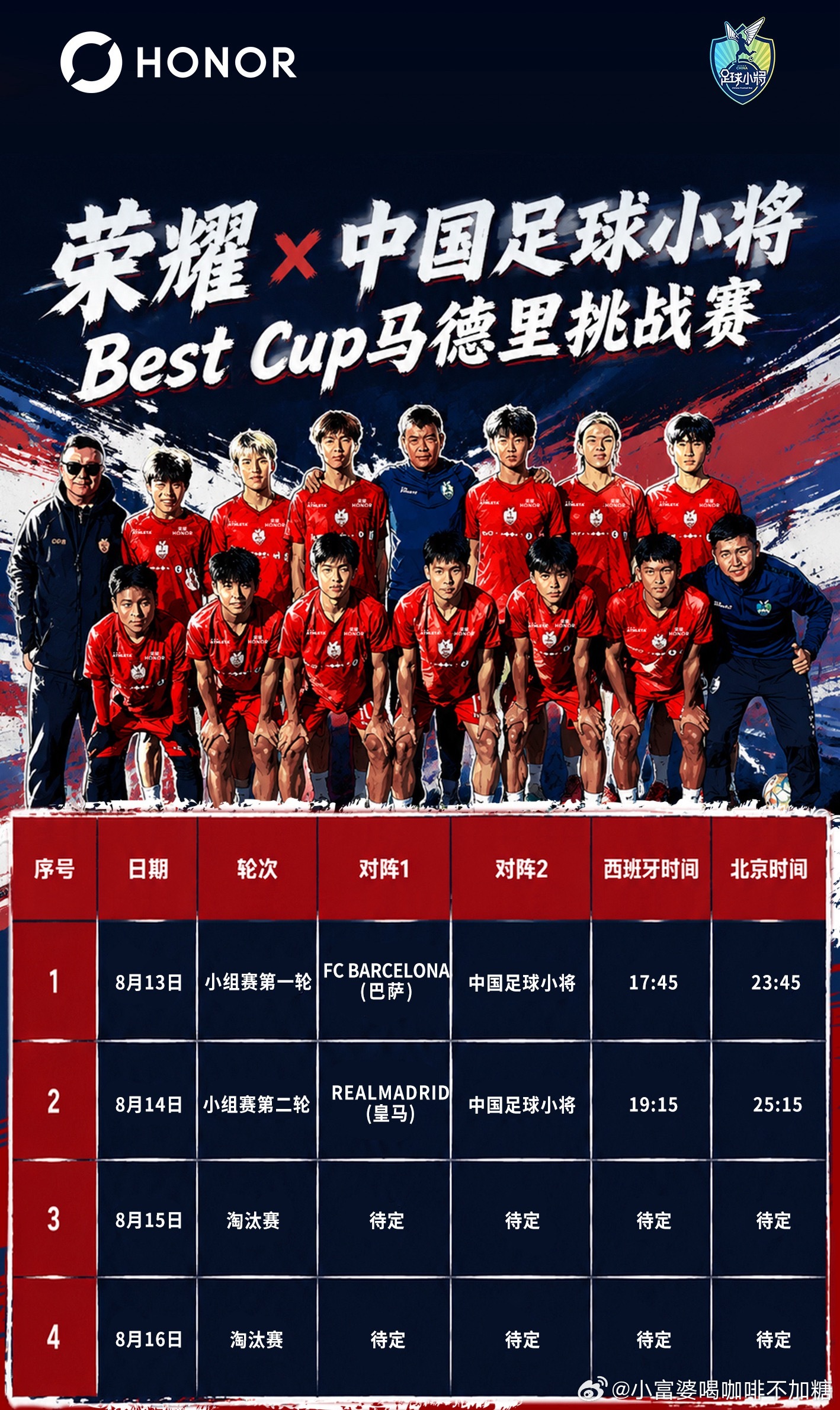中国足球小将战平巴萨马德里BEST杯U18邀请赛迎来重磅对决，董路率领中国足球小