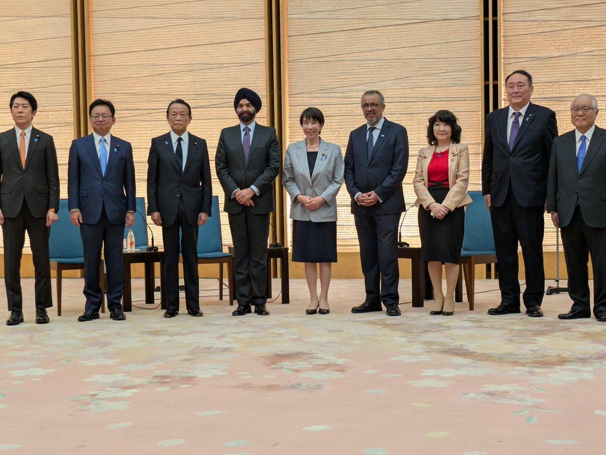 高市早苗：今天，我在官邸欢迎了世界银行集团总裁阿杰伊·班加先生和世界卫生组织（W