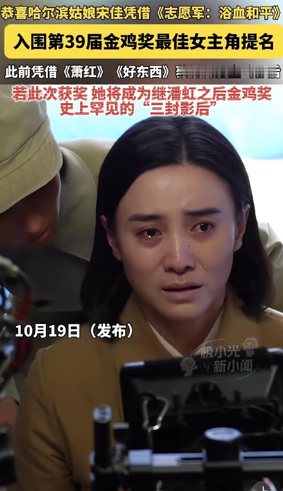宋佳肯定拿不到金鸡奖，
原因有三：

第一、她的分量不足。影片中宋佳饰演的林月明