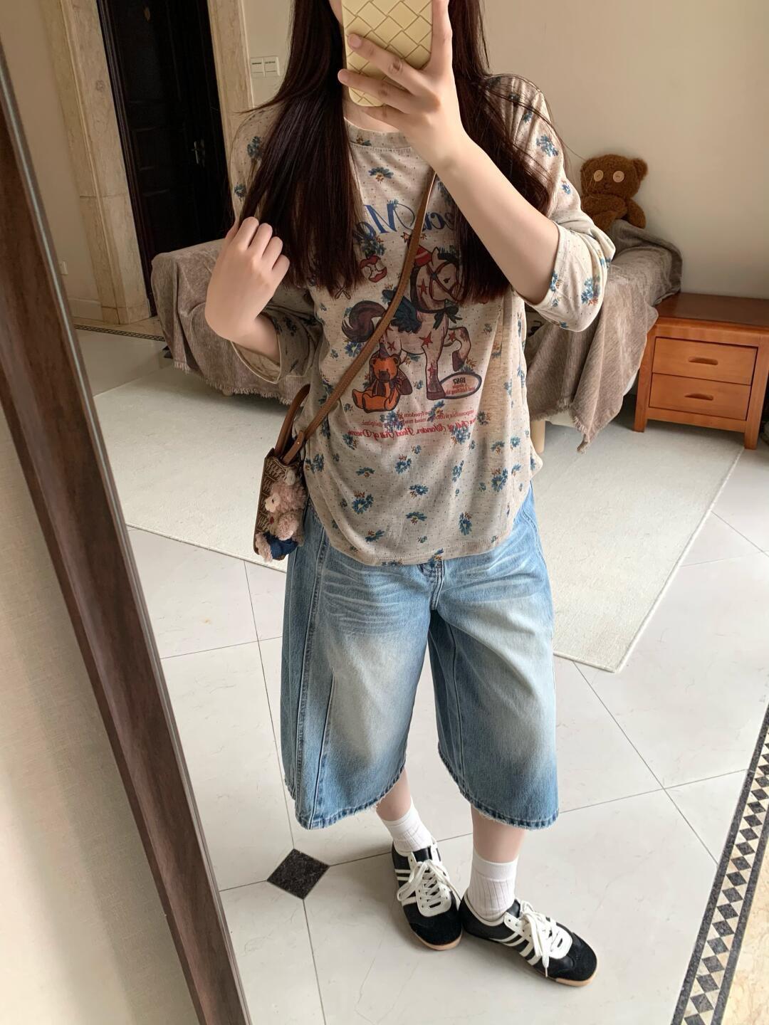 今年流行这种阔腿牛仔短裤了