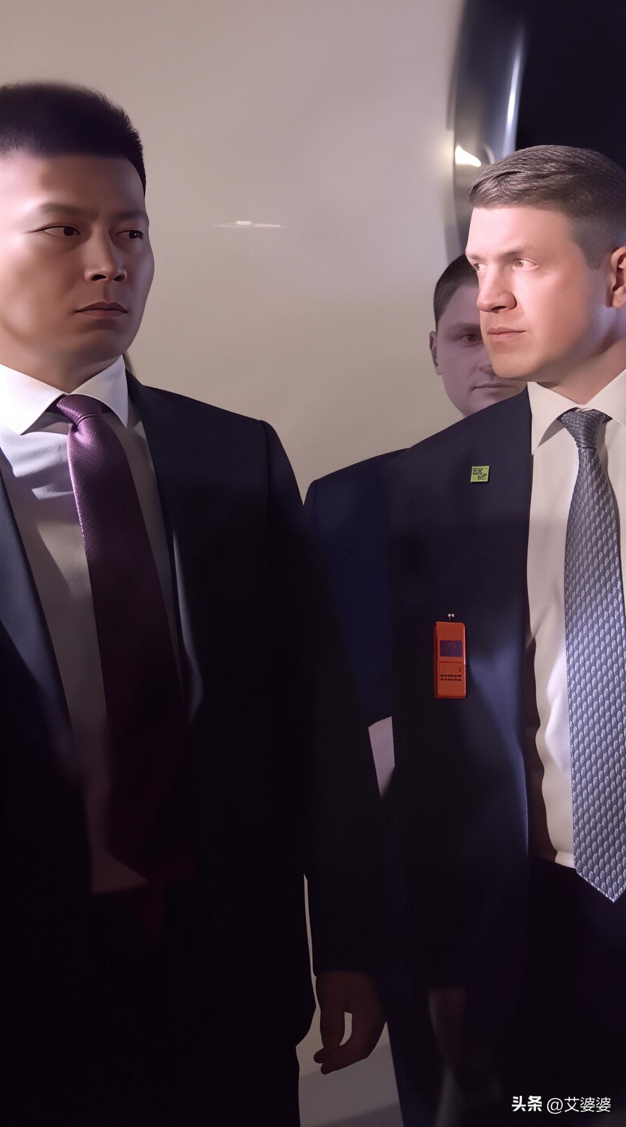 中俄两大保镖对视那画面，实在太绝！可以秒杀一切。