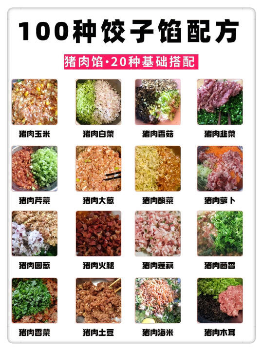 饺子控必藏❗100种猪肉饺子馅配方大公开