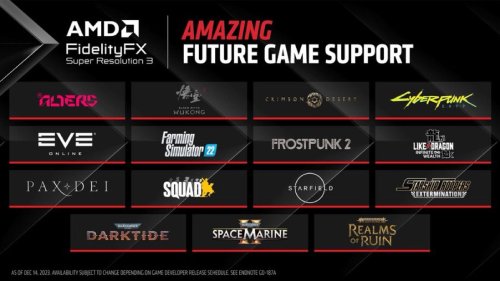 AMD更新免费直采技术游戏名单 15款将在2024年支持FSR 3.0