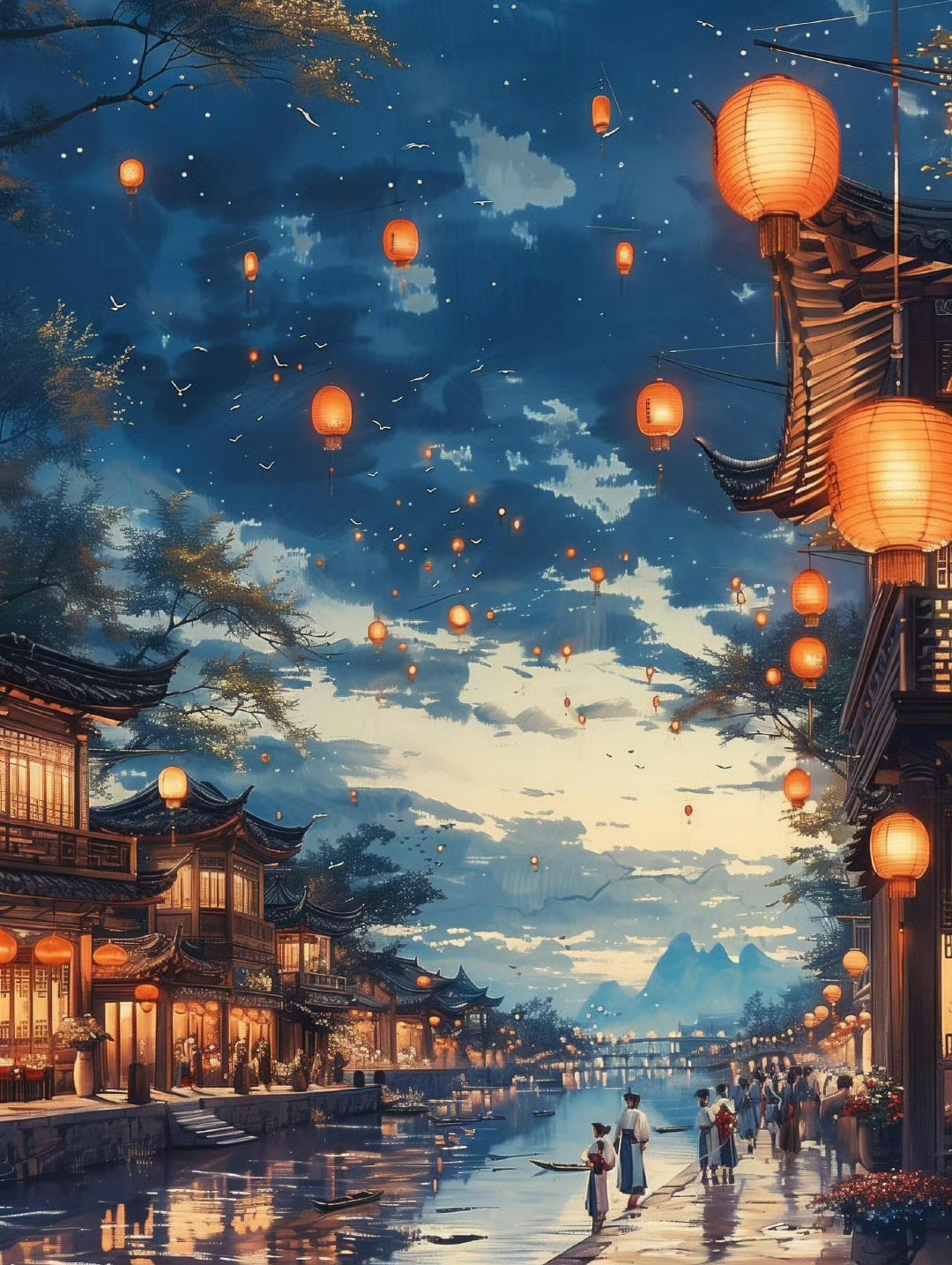 穿越千年看北宋元宵节百样花灯映夜阑，精工细作胜雕栏。“花间蜂蝶趁喜舞，灯下鱼龙作