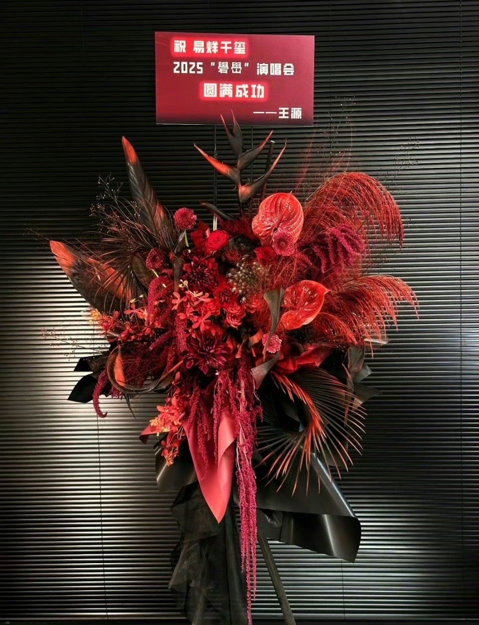 舞台上的歌声动人，舞台下的心意更暖。王源给易烊千玺演唱会送花篮，是同行者的鼓励，