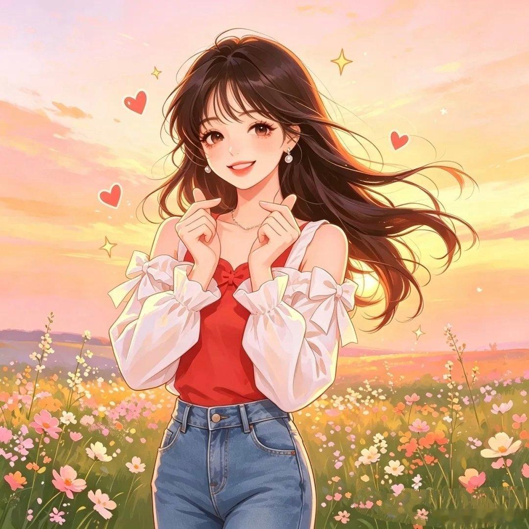 红色系治愈女生头像 