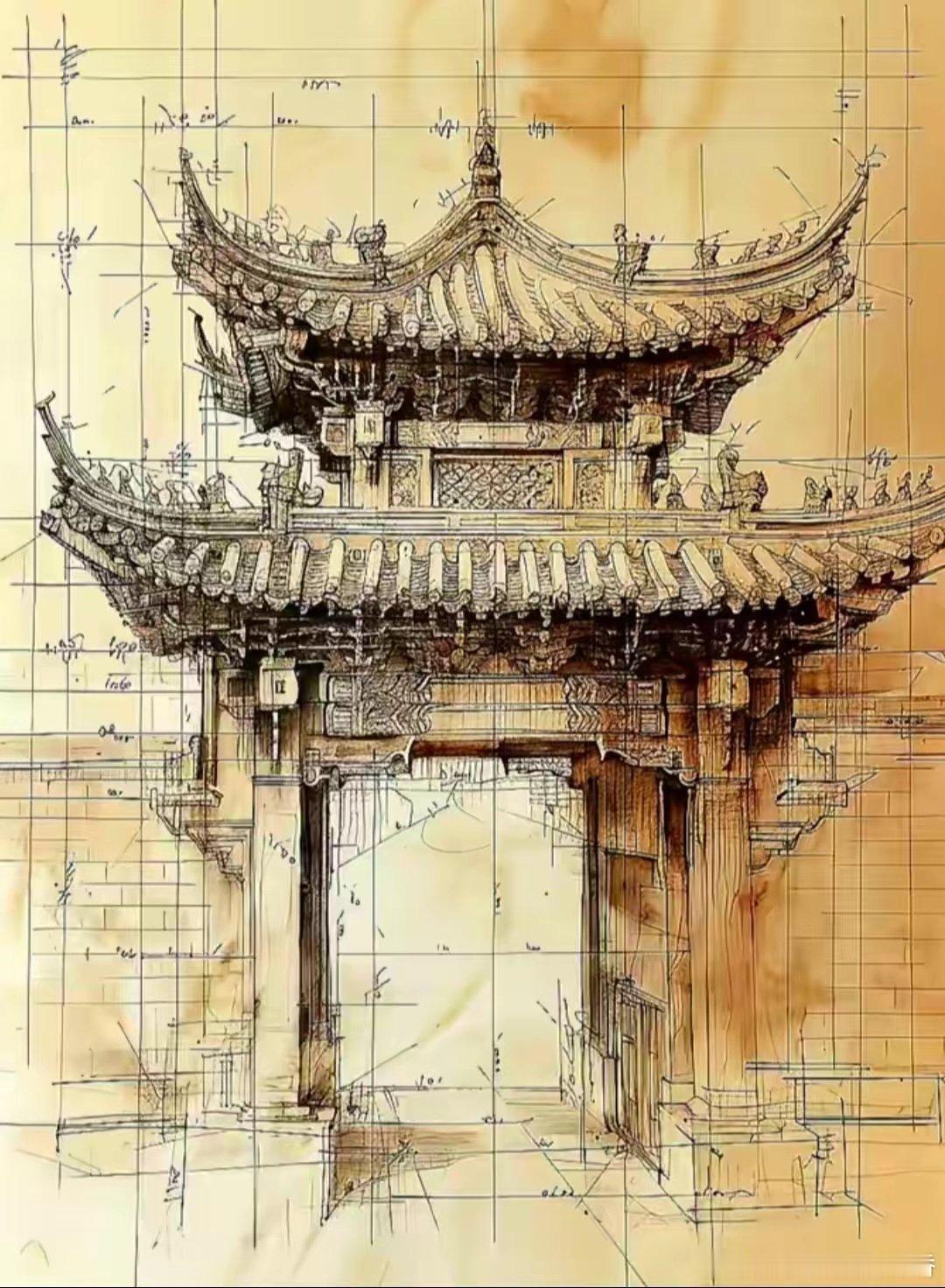 林徽因大师的手绘图之一。问了一下AI能否达到这个境界。AI说是他自己画的。然后又