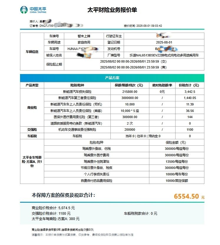 乐道L90 保险大概6500左右[捂嘴哭] ​​​