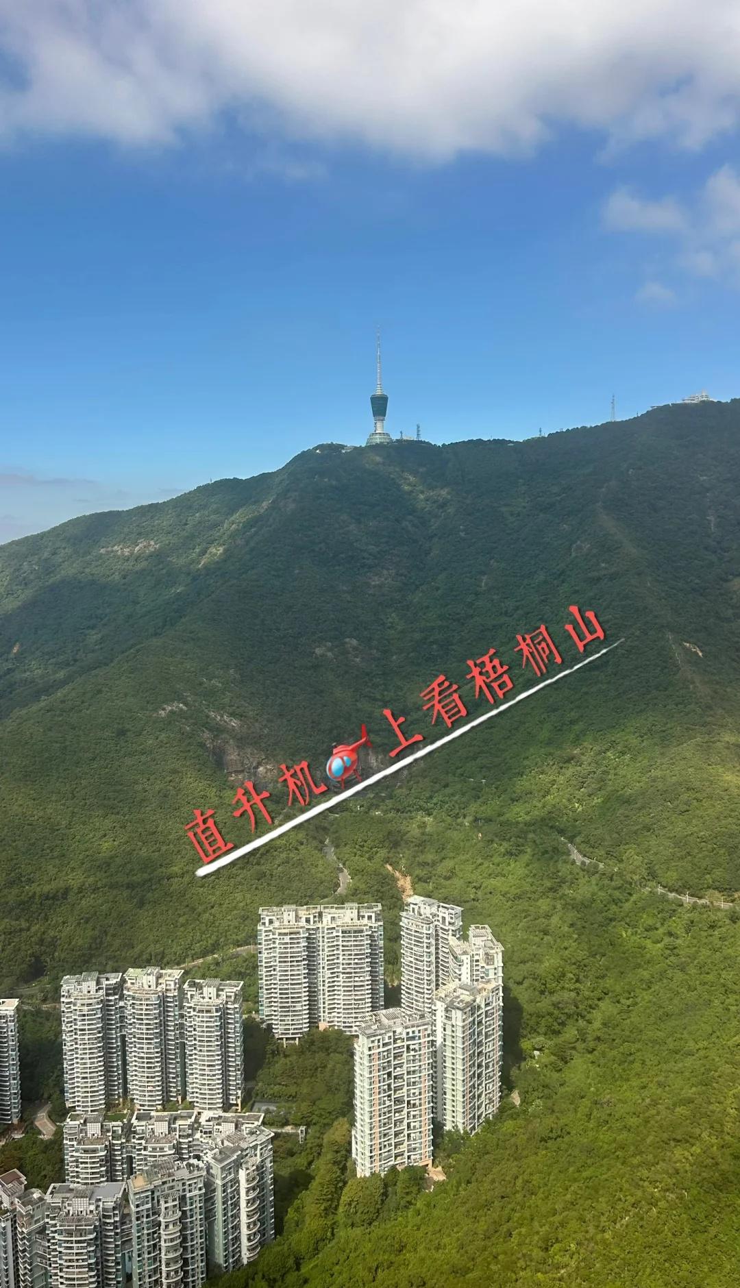 直升机🚁俯瞰深圳第一高峰-梧桐山电视塔
周末坐直升机🚁上班
盐田港飞福田大中