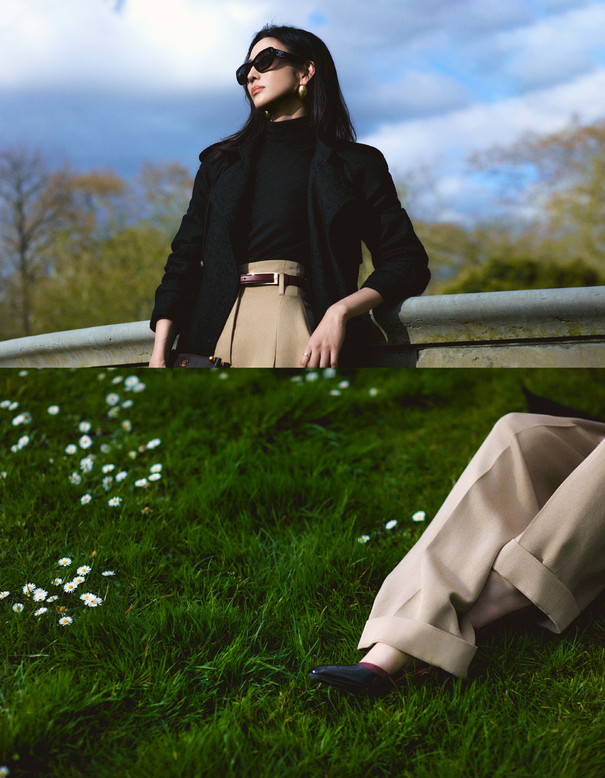 品牌大使张钧甯身着香奈儿2026高级手工坊系列亮相品牌2026秋冬时装秀，长款黑